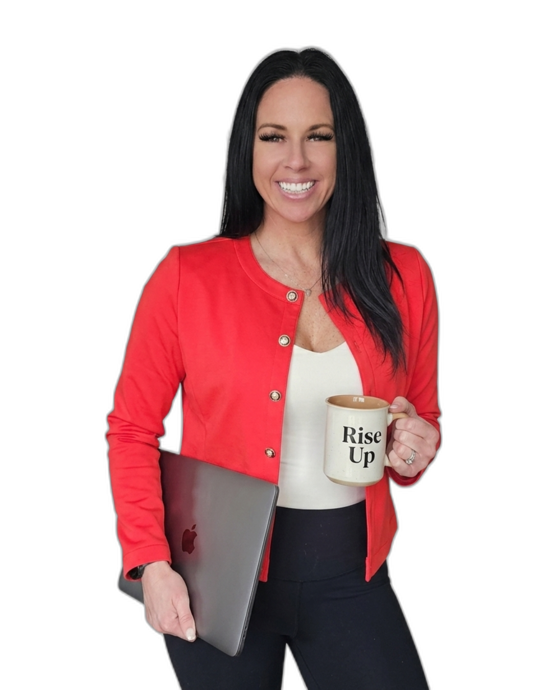 Brandie Rhode holding her Rise Up mug